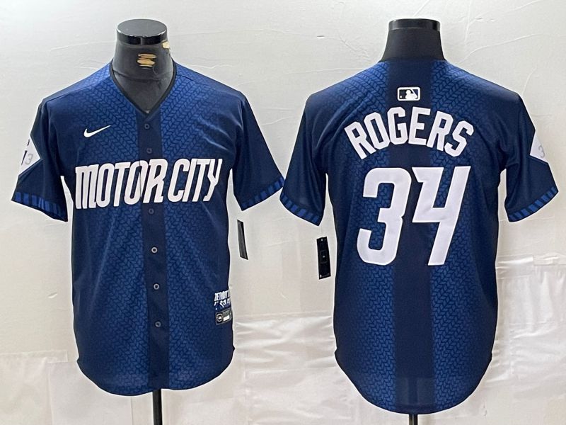 Men Detroit Tigers #34 Rogers Blue City Edition Nike 2024 MLB Jersey style 4->cleveland indians->MLB Jersey
